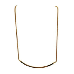 Sarah Cov Curved Bar Braided Chain Necklace Gold Tone Spring Ring Clasp Vintage